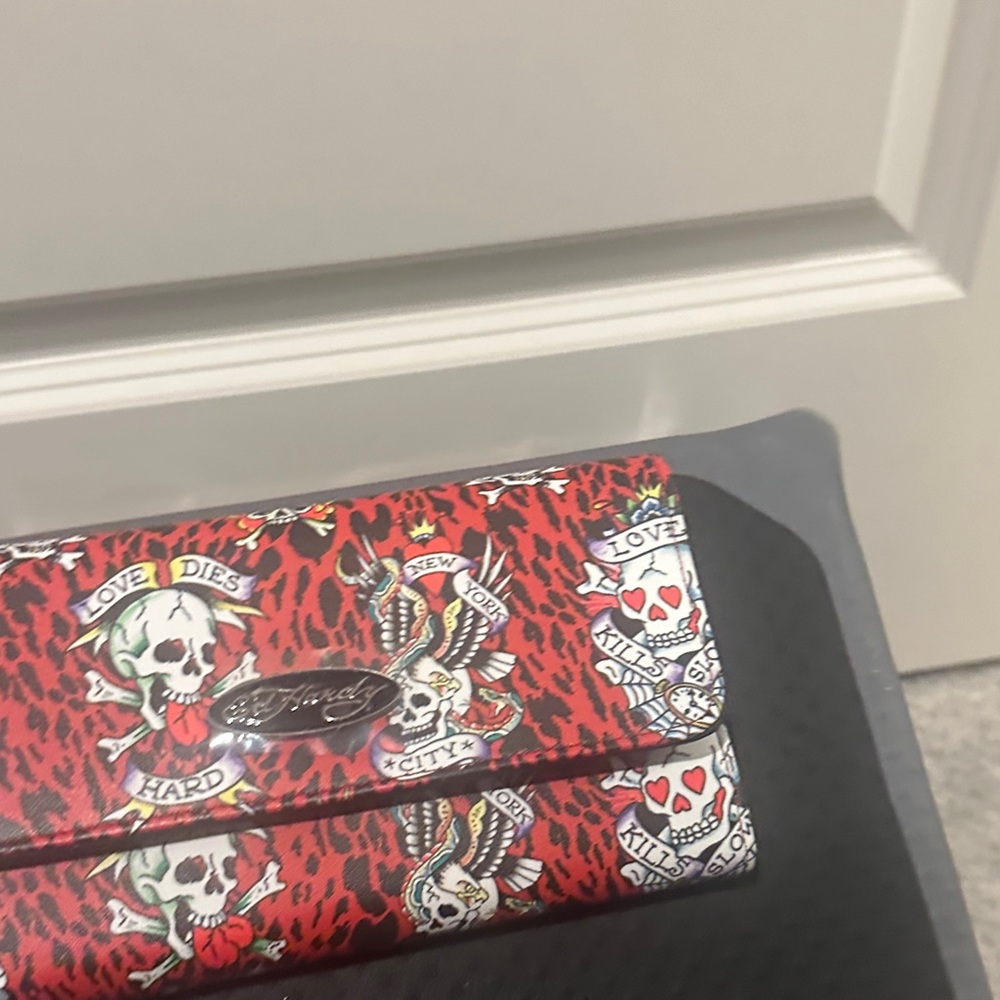 Ed Hardy Red and White Skull Women's Wallet